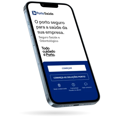 Celular mostrando o app Porto Saúde